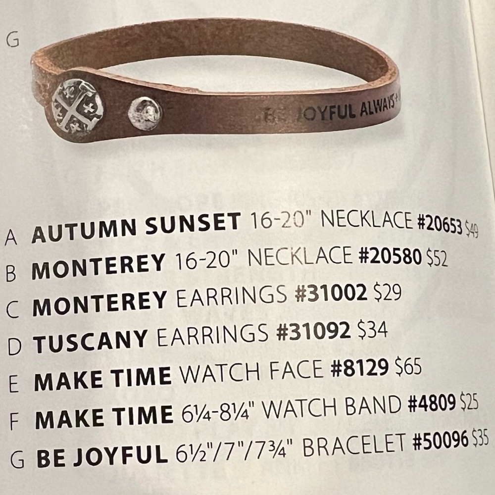 PD ”Be Joyful” genuine leather bracelet with clasps at 6.25”, 7” & 7.75 length - Picture 2 of 3